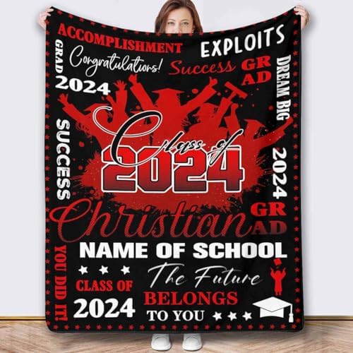 Graduate Class of 2024 Custom Baby Gifts Custom Blankets with Photos Blankets with Pictures Customized 2024 Graduation Blanket Photo Blanket Custom Blanket with Text 43x56inch - Image 2