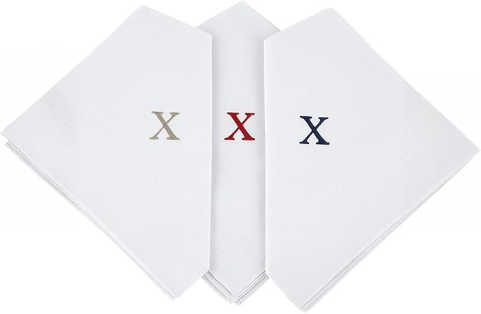 Initial Handkerchief for Men, Monogrammed Boxed 3 Piece Set,100% Cotton