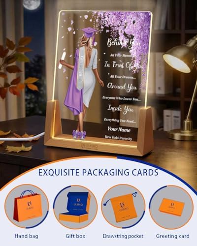 Personalized Name Graduation Gifts Custom Night Light LED Table Lamp Portrait Creator for Her 2026 University High School Keepsake(Girl D) - Image 4