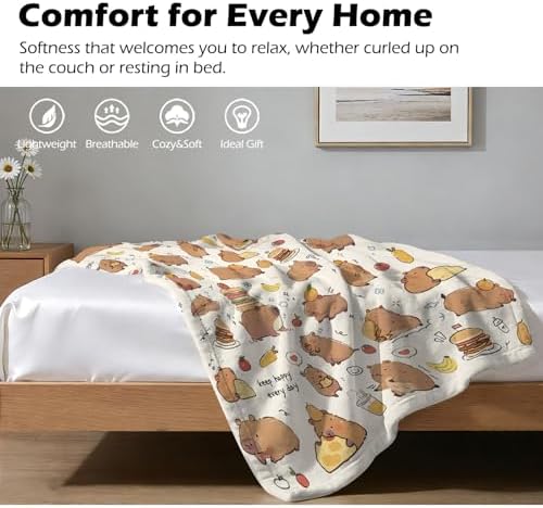 Capybara Gifts Blanket - 50 x 60 Inch Cozy Blankets Capybara Throw Blanket for Kids Boys Girls, Soft Flannel Blankets for Bed Couch, Kapibara Sofa Stuff Decor for Women Teens, Gift for Kapibara Lover - Image 7