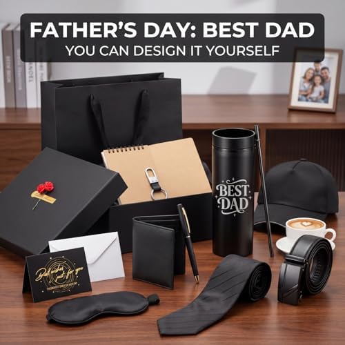AmazingSpark 12 Pcs Men Gift Basket Tumbler Wallet Hat,Flower Gift Box - Image 3