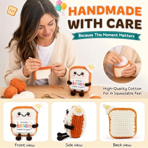 OASSIE Birthday Gifts for Women Men - Positive Crochet Toast Decor - Image 3