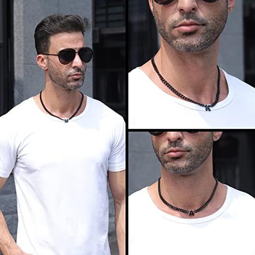 DuoDiner 18+2" Initial Necklace for Men Boys Gifts A-Z Cuban Link Chain - Image 4