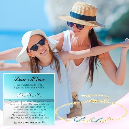 Wave Bracelet Gifts for Women, Silver Gold Waves of Life Bracelet Christmas Birthday Gift for Friend Daughter Mom Granddaughter Niece Bestie BFF Sister - Image 2