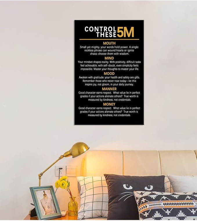Control There 5M Inspirational Canvas Office Print Wall Art Motivational Poster Inspiring Quotes Picture Painting Modern Artwork for Home Bedroom Living Room Classroom Decor Frame[12''W X 18''H]