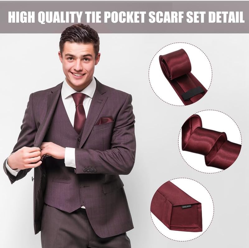 Zhanmai 48 Pcs Mens Ties and Pocket Square Set Satin - Image 3