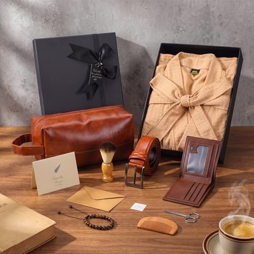 Shyyween 10 Pcs Birthday Gifts Baskets for Men Beard Care Set,Khaki - Image 5