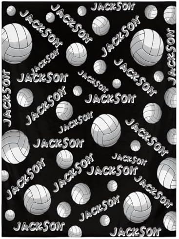 Personalized Baby Blankets for Girls Boys, Custom Baby Blanket with Name Swaddle Toddler Fleece Blanket Personalized Gift Volleyball Text by RIRIX