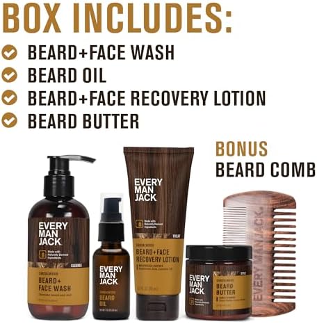 Every Man Jack Complete Beard Care Kit for Men, Sandalwood Teak, Gift Set - Image 3