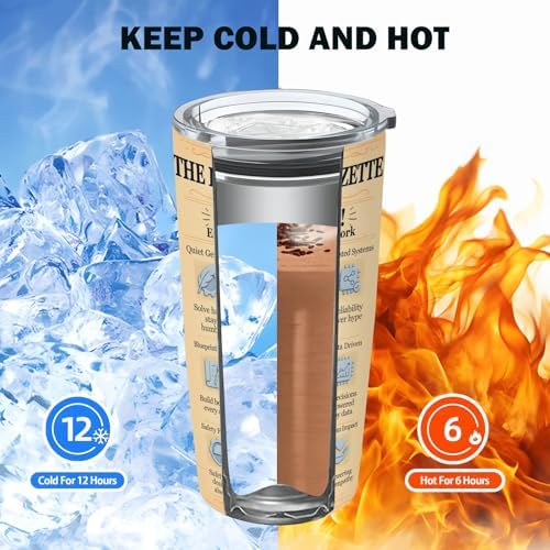 Engineer Gifts 20oz Insulated Tumbler, Newspaper-Inspired Blueprint & Circuit Design, Stainless Steel Travel Mug with Lid, for Men & Women, Students, Graduation, PE/EIT, Retirement, Appreciation - Image 6