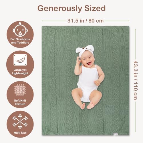 Organic Cotton Knit Baby Blanket Unisex Infant & Toddler 31x43 in - Image 3