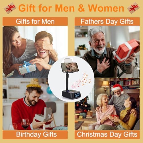 ASEAT Gifts for Men Women, Adjustable Phone Stand Bluetooth Speaker, Birthday Gifts Him Husband, Phone Holder for Kitchen Desk Bedroom, Cool Tech Gadget for Dad Mom Boyfriend, Christmas Ideal - Image 7