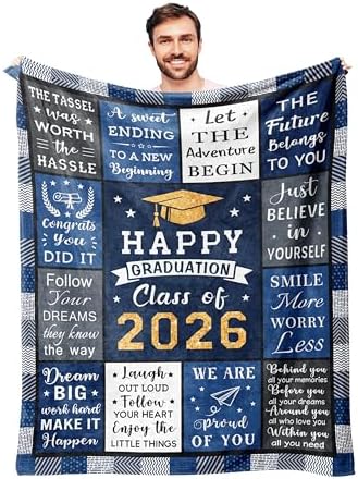 Graduation Gifts Blanket 60’’X50’’, Graduation Decorations Class of 2026, College/Masters Degree/High School Graduation Gift for Him Men Male by Basiole