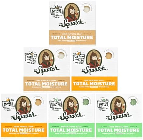 Dr. Squatch Total Moisture Natural Men’s Bar Soap, Soap Bar (5oz, 6-Pack) by DrSquatch