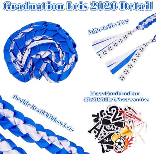Class of 2026 Graduation Lei,Blue&White Graduation Ribbon Lei - Image 5