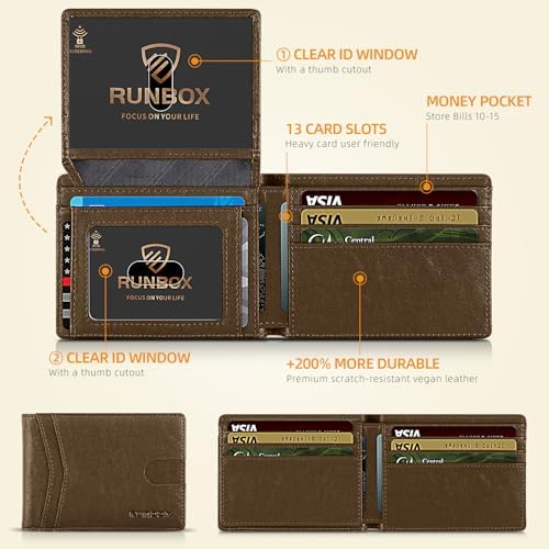 RUNBOX Wallet for Men -Slim Rfid Leather Mens Bifold Novelty Wallets 2 ID Window With Gift Box Men's Accessories - Image 2