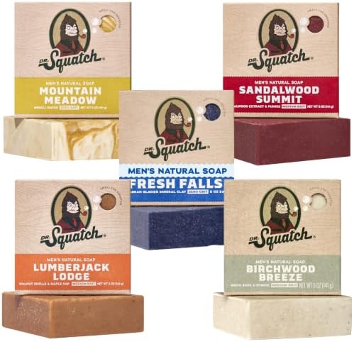 Dr. Squatch Natural Men’s Bar Soap, Body Soap Bar (5oz, 5-Pack) by DrSquatch