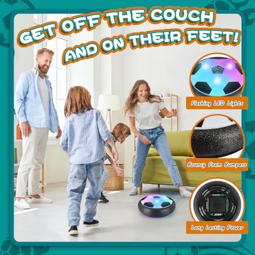 Ocditikl 2 Pack Hover Soccer Ball with 8 Pcs Batteries, Air Floating Soccer Toy with LED Lights & Foam Bumper, Indoor Games for Kids 4-8-12, Birthday Toys for 3 4 5 6 7 8 9 Year Old Boys Girls - Image 4