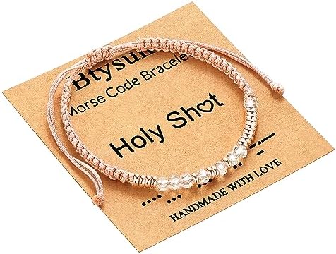 Morse Code Bracelets for Women Mothers Day Gifts 2026 Graduation Gifts Mom Birthday Gift Pink Braided Bracelets Teen Trendy Stuff Inspirational Best Friend Birthday Gifts for Daughter Girlfriend Christmas Stocking Stuffers Jewelry by BTYSUN