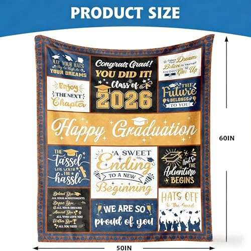 2026 Graduation Gifts Blanket,Graduation Gifts for Her/Him, Class of 2026 High School/College/Masters Degree/Doctorate/PHD Gifts - Image 2