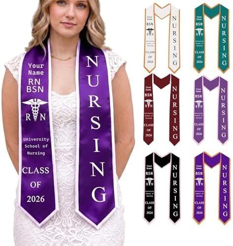 D-Story RN Graduation Stole Custom Nursing Stole Registered Nurse BSN MSN Graduation Sash Class of 2026 by Enjoy-yjl