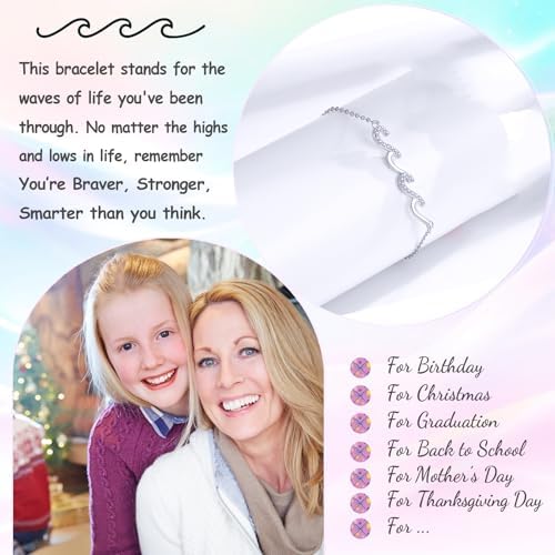 Gifts for Women, Cool Waves Bracelet Christmas Birthday Gift for Happy Birthday 21st, 30th, 40th, 50th, 60th Birthday Gift Ideas for Women Ladies Bestie Friend Sister Mom Daughter Wife Grandma - Image 4