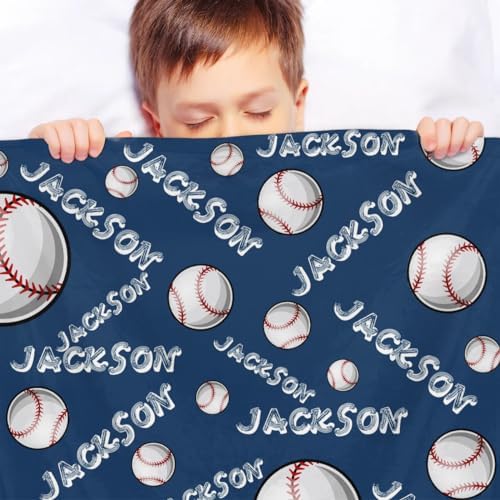 Personalized Baby Blankets for Girls Boys, Custom Baby Blanket with Name Swaddle Toddler Fleece Blanket Personalized Gift Baseball Text - Image 4