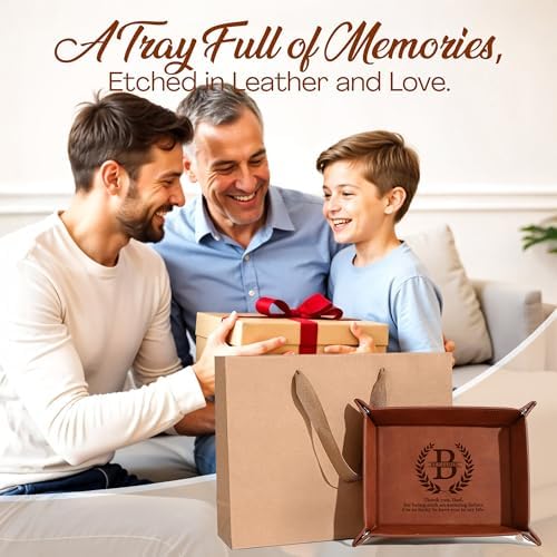Personalized Engraved Leather Tray for Men with Engraved Name, PU Leather Valet Organizer for Dad, Custom Gift for Him, Custom Catchall Tray for Desk, Office, Accessories Travel Organizer for Men - Image 4
