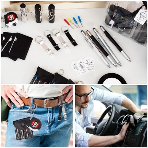 60PCS Baby Shower Prizes for Men 6 Set with Cleaning Cloth Bottle Opener Screwdriver Tape Measuring Keychain Multi Tool Pen Gift Bag Baby Shower Game Prizes for Winner Bachelor Party (Black) - Image 5