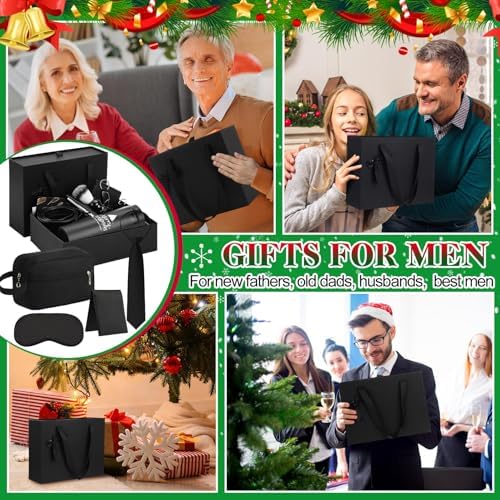 Tioncy 12 Pcs Christmas Men Gift Set Birthday Gifts Baskets with Box Tumbler Bottle Opener Keychain PU Leather Wallet Tie Belt Bag Bracelet Eye Mask Xmas Party Present Box for Dad(Appealing Pattern) - Image 6