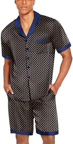 Ekouaer Men Silk Pajamas Set 2 Pieces Satin Pj Button Down Loungewear Sets - Image 5