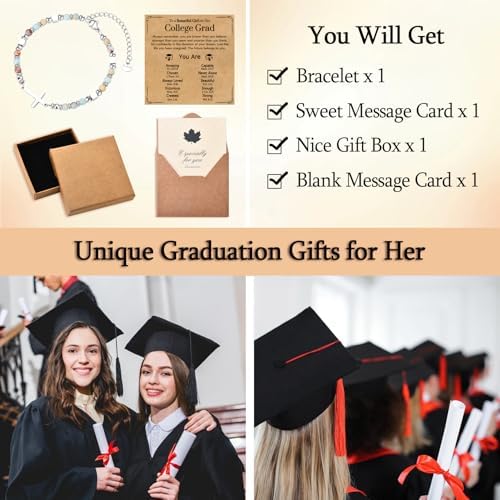 Graduation Gifts for Her- Class of 2026 Primary Middle High School College Grad Gift, Adjustable Stainless Steel Beaded Cross Bracelet for Girls & Women - Image 5
