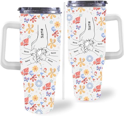 Personalized Mothers Day Birthday Gifts For Mom Grandma, Personalized 40 Oz Tumbler With Handle And Straw, Custom Mom Coffee Tumbler with Kids Names, Mom Gifts From Daughter Son, Grandma Gifts - Image 2