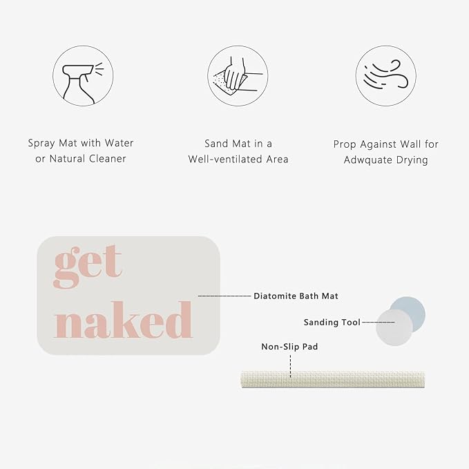 Get Naked Patterns Diatomite Stone Bath Mat Shower Mat Quick-Dry, Non-Slip, Easy to Clean for Bathroom Floor