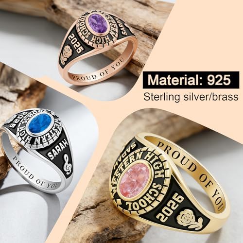 925 Sterling Silver 2026 Class Rings for women Men, Custom College High School Graduation Rings for Men 2026, Graduation Gifts for Her Him - Image 3