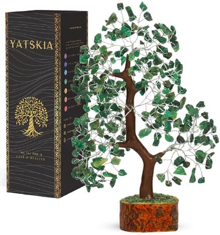 YATSKIA Green Aventurine Crystal Tree | Gem Stone Tree Table Decor | Feng Shui Decor | Crystal and Stone Decor | Birthday Gifts for Women | 10 Inch 300 Beads by YATSKIA