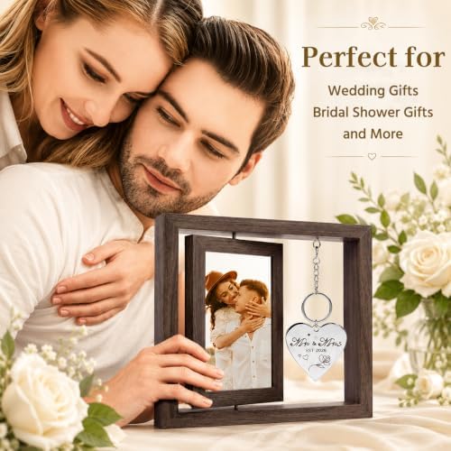 Wedding Gifts for Couples 2026, Mr and Mrs Rotating Wedding Picture Frame, 4x6 Rustic Double-Sided Photo Frame, Bridal Shower Gift for Bride to Be, Gifts for Newlyweds - Image 7