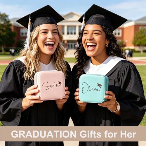 DayOfShe Graduation Gift for Her Personalized Name Jewelry Box as Class of 2026 Gifts for Girls,Custom Travel Jewelry Case for High School College Graduation Gift for Women - Image 2