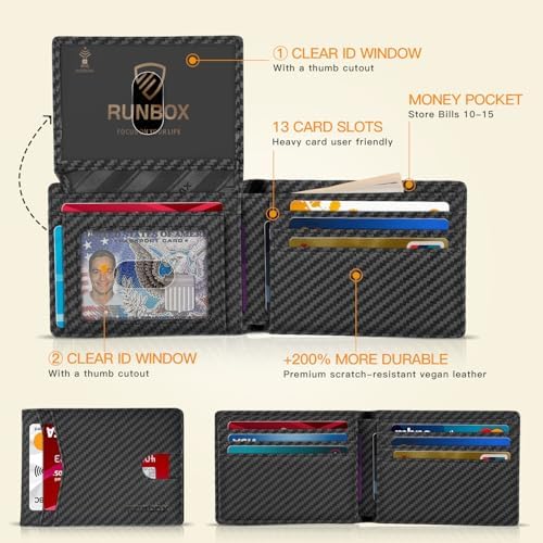 RUNBOX Wallet for Men -Slim Rfid Leather Mens Bifold Novelty Wallets 2 ID Window With Gift Box Men's Accessories - Image 2