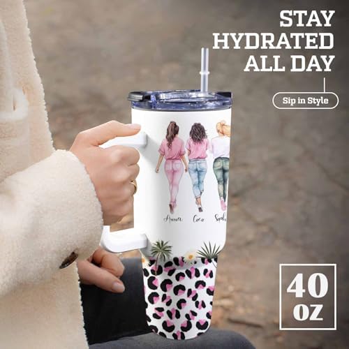 Personalized Best Friend Tumbler with Handle and Straw for Women, Custom Bestie Coffee Tumbler with Name 40oz, Friendship Gifts for Women Friends, Friend Gifts, Bestie Gifts for Birthday Christmas - Image 5