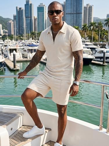 Men's Summer Outfits 2-Piece Polo Short Sets Shirt Sweatsuit - Image 3