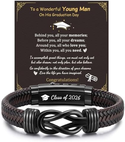 MEALGUET Men's Bracelets Gifts for Men - Brown Braided Leather Infinity Knot Bracelets Engraved Love Massage for Son Man Husband Boyfriend, Mens Bracelet Jewelry Gift for Birthday Valentine's by MEALGUET