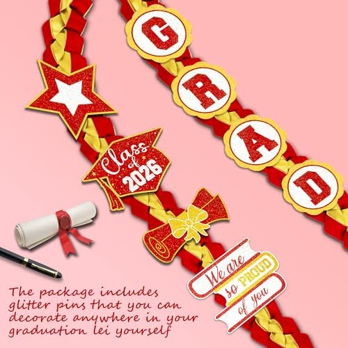 Tifeson Graduation Leis Decorations 2026 - Handmade Double Braided Graduation Ribbon Leis with Glitter Pins for Him Her High School College Congrats Grad Gifts Party Supplies - Image 3
