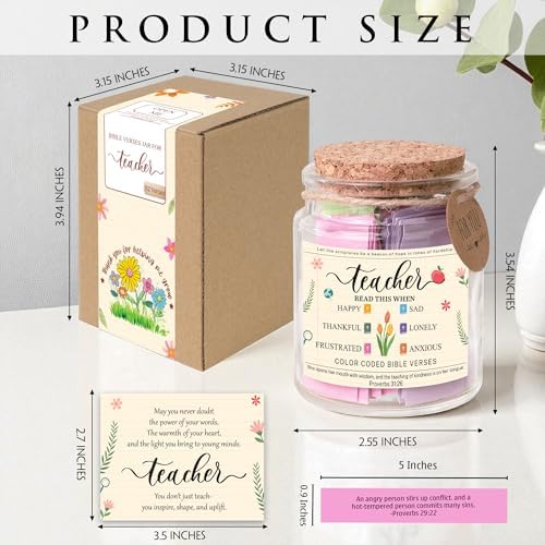 Bible Verse Jar for Teacher – 92 Color-Coded Bible Verse, Teacher Appreciation Gifts, Christian Gifts For Teachers - Image 2