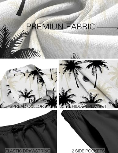 COOFANDY Men's Summer Beach Outfits 2 Piece Short Sleeve Shirts and Shorts Vacation Texture Linen Sets for Men - Image 5