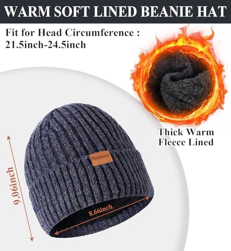 floconssy Men's Winter Hat Scarf Gloves Set of 3, Knit Thermal Combo Gifts - Image 2