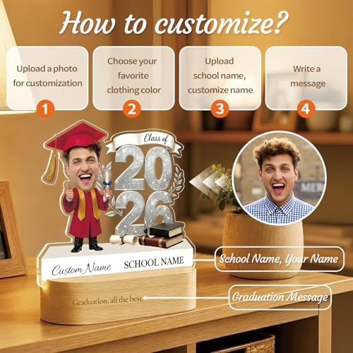 Personalized Graduation Gifts for Class of 2026, Custom Photo Graduation Plaque, Acrylic Graduation Keepsake, Graduation Desk Decor, College High School Senior Graduation Gift for Daughter Son Him Her - Image 2