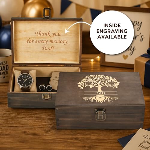Gifts for Grandpa or Dad, Personalized Family Tree Memory Box, Father's Day - Image 3