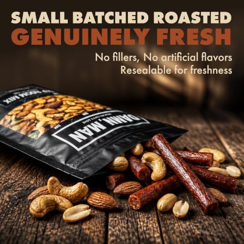 Beef Jerky Gift Basket for Men with Nuts, 12pc Meat Snack Food Variety Box, Unique Food Gift Idea for Birthday, for Husband, Family, Care Package for Guys, Adults, Fathers Day Gift - Image 6