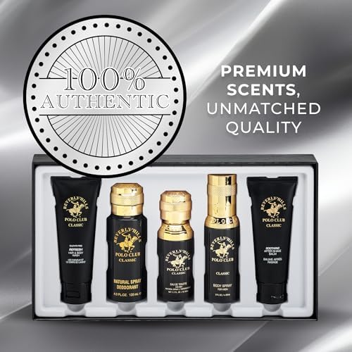 Beverly Hills Polo Club BHPC Cologne 5 Piece Gift Set for Men | Eau de Toillete, Deodorant, Shower Gel, Body Wash, Body Spray Fragrances (Classic) - Image 6